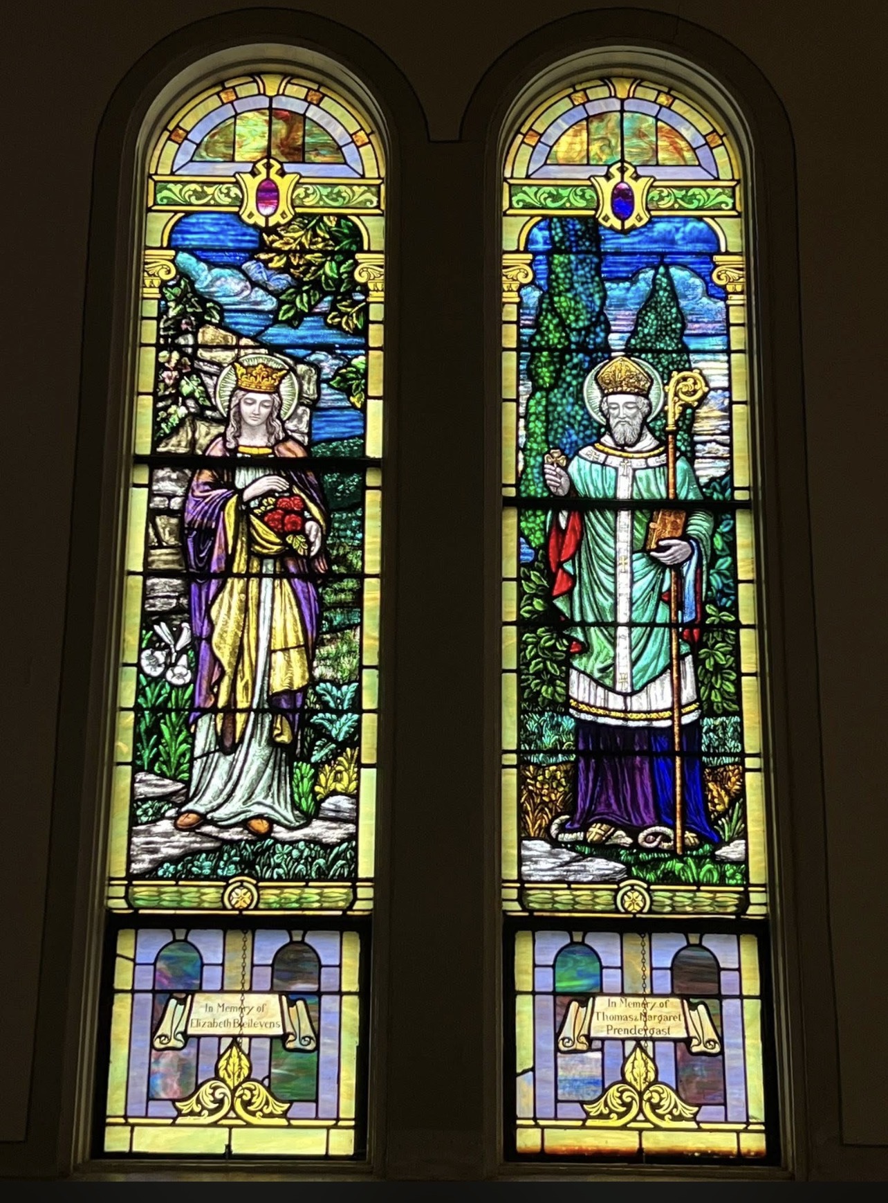 Historic stained-glass window preserved at the Rose Garden Center for the Arts