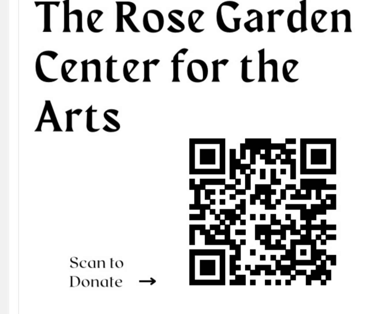 QR code for donations to the Rose Garden Center for the Arts